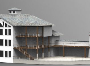 Three story cable railing