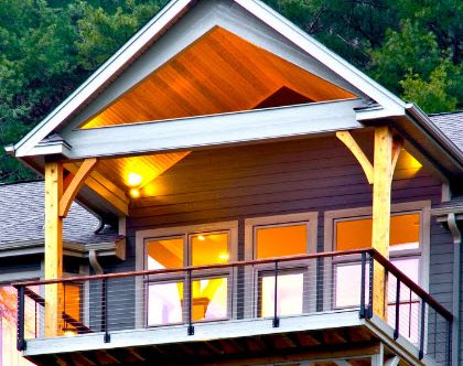 Cable deck railing on home in Biltmore Lake NC