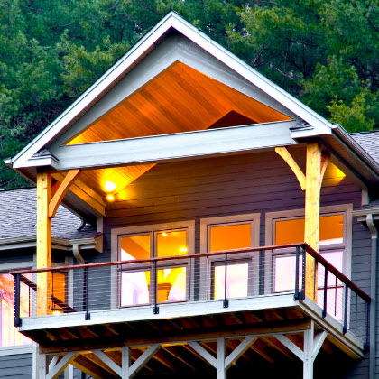 Cable deck railing on home in Biltmore Lake NC