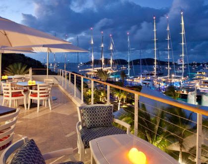 White cable railing system for oceanfront terrace