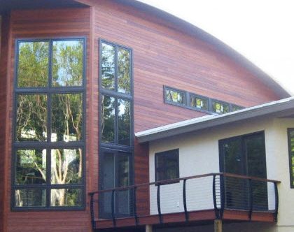 Curved architecture fits perfectly with the Keuka style curved cable railing system