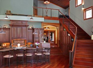 Cherry Kitchen and Stair Railing