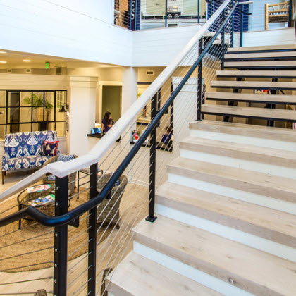 Dentist Lobby Staircase Cable Railing — Gulfport, Mississippi