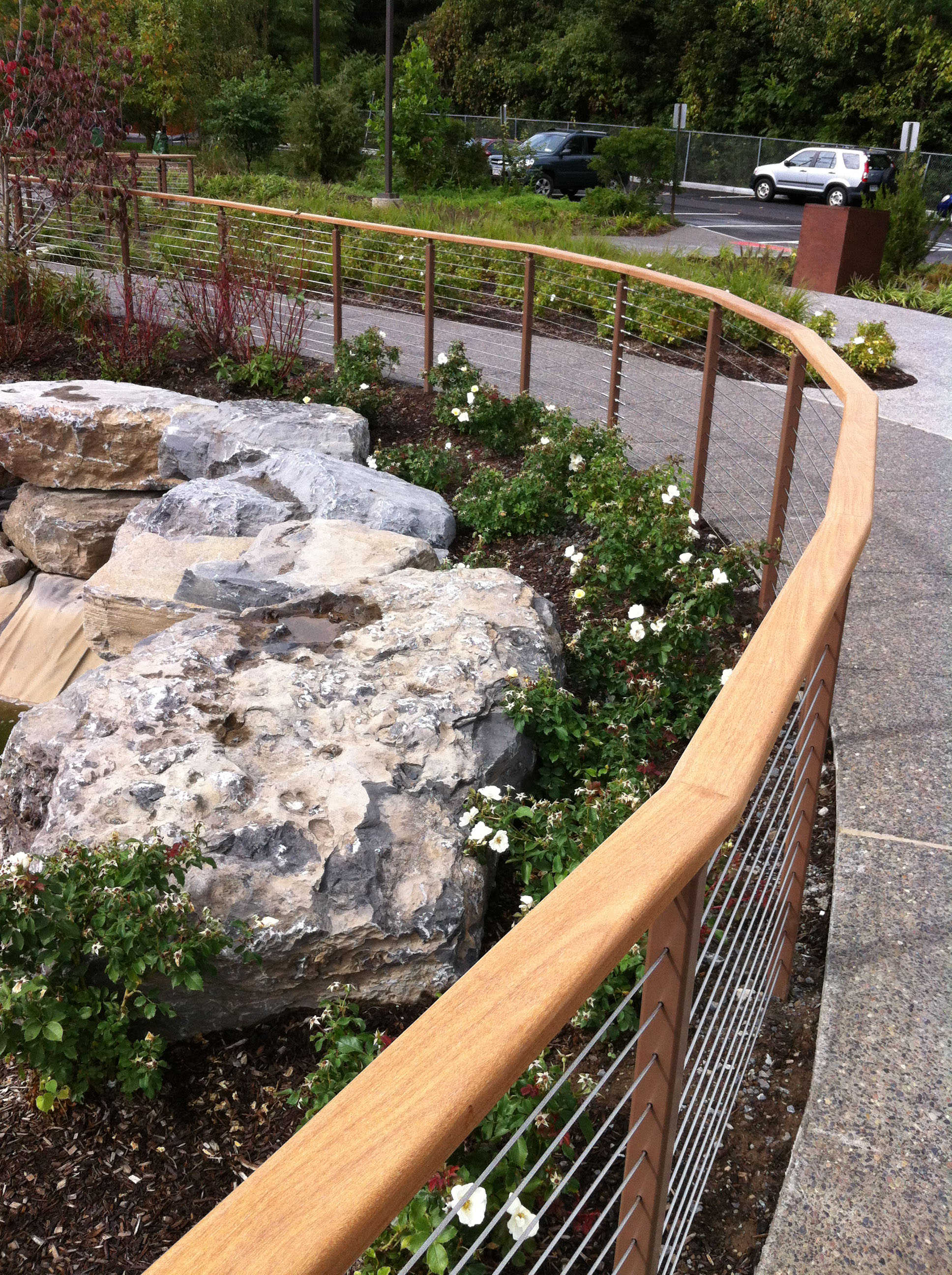 Curving landscape bridge railing