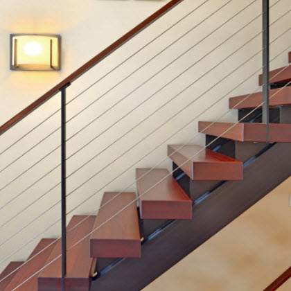 Floating Staircase and Cable Railing – Katonah, NY