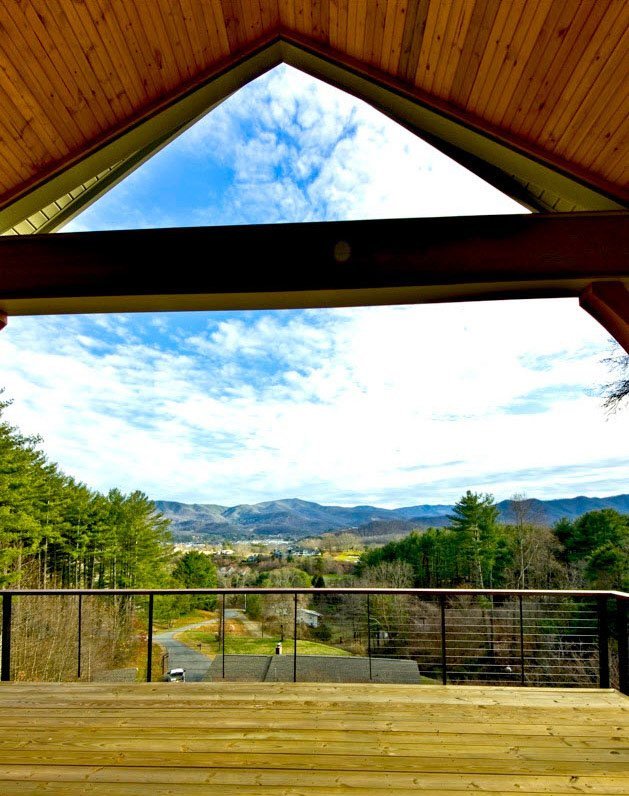 Cable Deck railing with mountain view