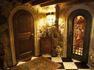 Entry door with speakeasy and wine cellar door