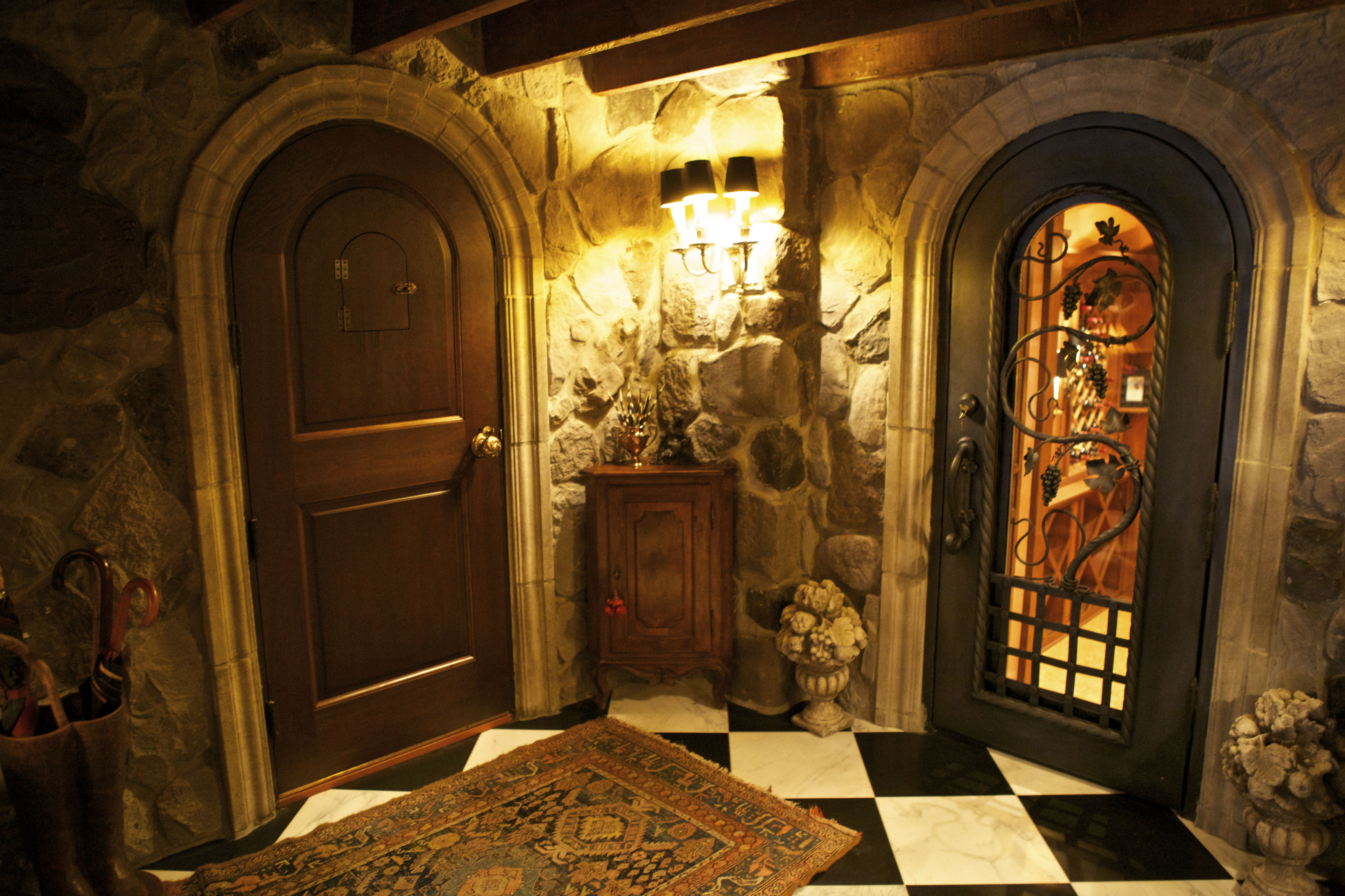 Entry door with speakeasy and wine cellar door