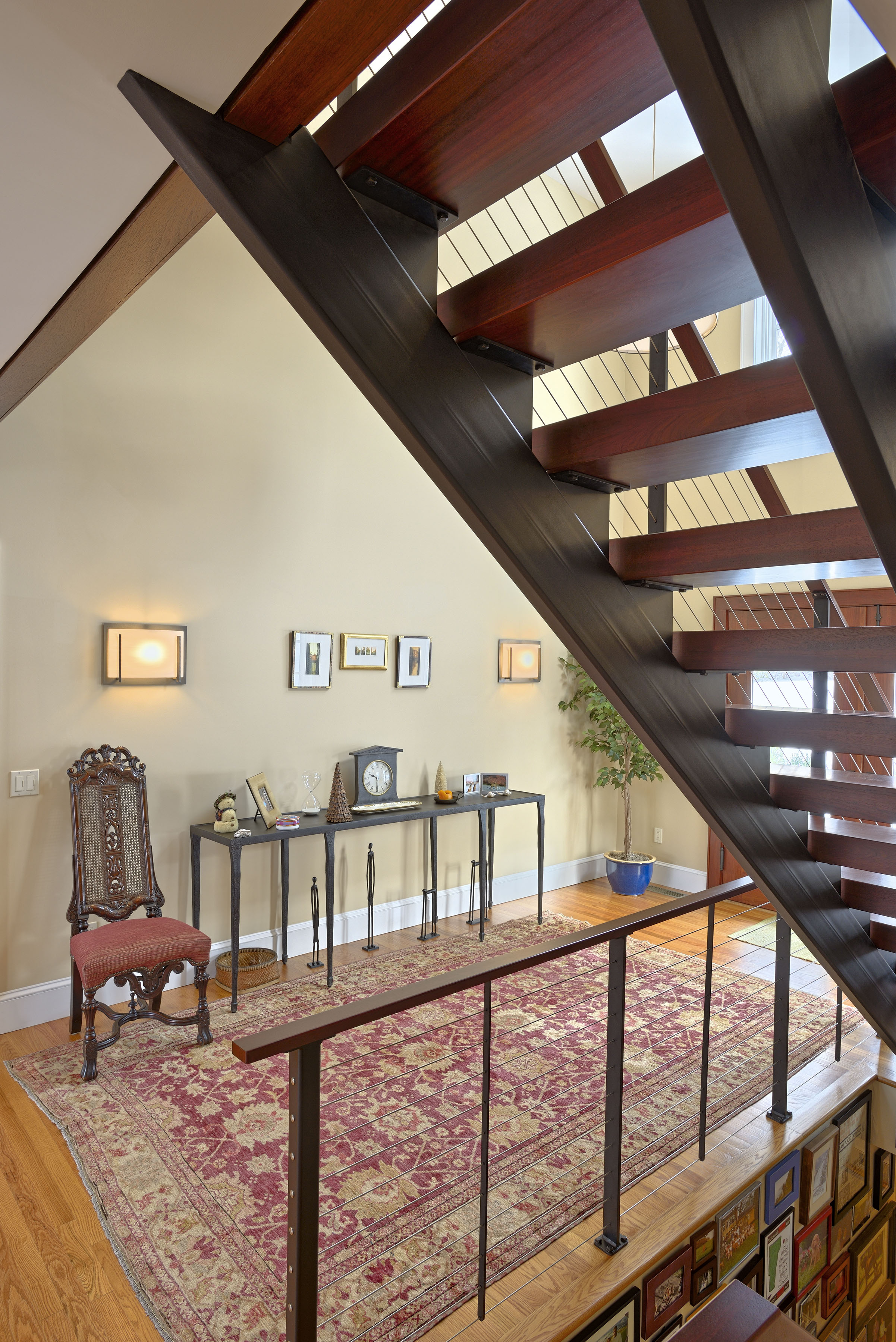 Floating Staircase And Cable Railing Katonah Ny