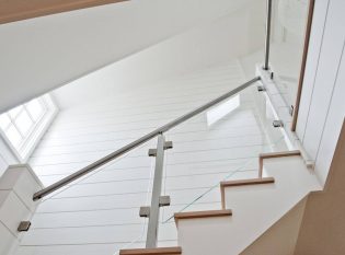 Glass Stair Railing With Custom Stainless Steel Posts