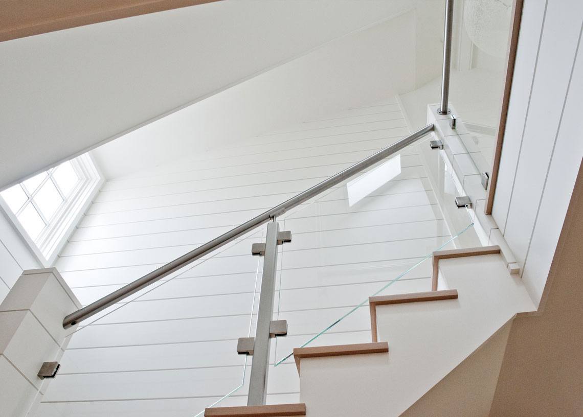 Glass Stair Railing With Custom Stainless Steel Posts