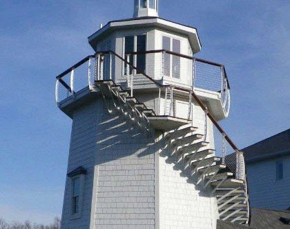 Outdoor cable railing wrapping around lighthouse to the top - Grand River,KY