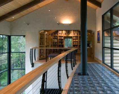Keuka Studios Curved Cable Railing in Contemporary Balcony