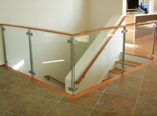 Interior glass railing