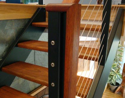 Brazilian cherry handrail with Ithaca cable railing and stairs