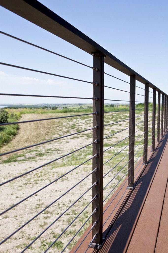 Observation Deck Railing on Lewis and Clark Building, Close up view of the Ithaca Style cable railing.