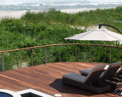 Pool Deck Railing with outdoor living space, Loveladies NJ