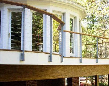 sparkle silver railing posts with stainless cable infill.