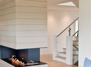 Modern Fireplace With Open Gas Flame