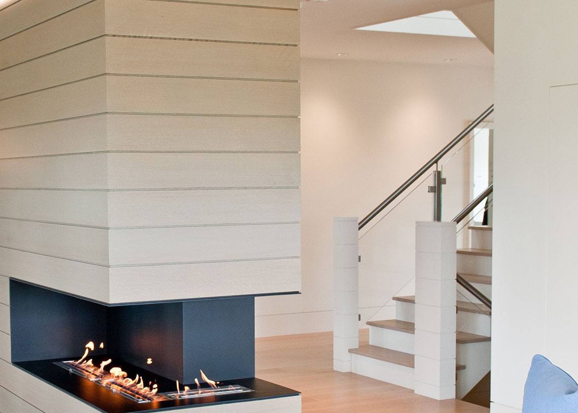 Modern Fireplace With Open Gas Flame