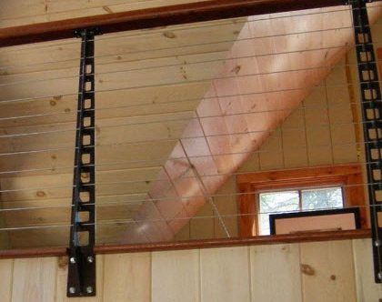 Indoor Balcony Railing with Copper vein powder coated posts and cable infill