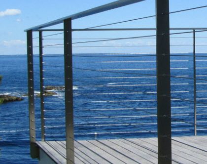 Custom Sleek Stainless Steel cable railing Ogunquit, Maine