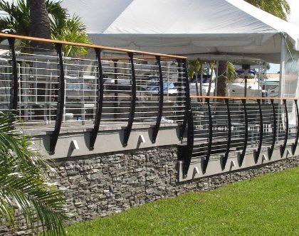 Curved Harbor Cable Railing on Pool Deck in Palm Harbor FL