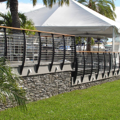 Curved Harbor Cable Railing on Pool Deck in Palm Harbor FL