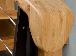 Pine handrail designed for Montana home