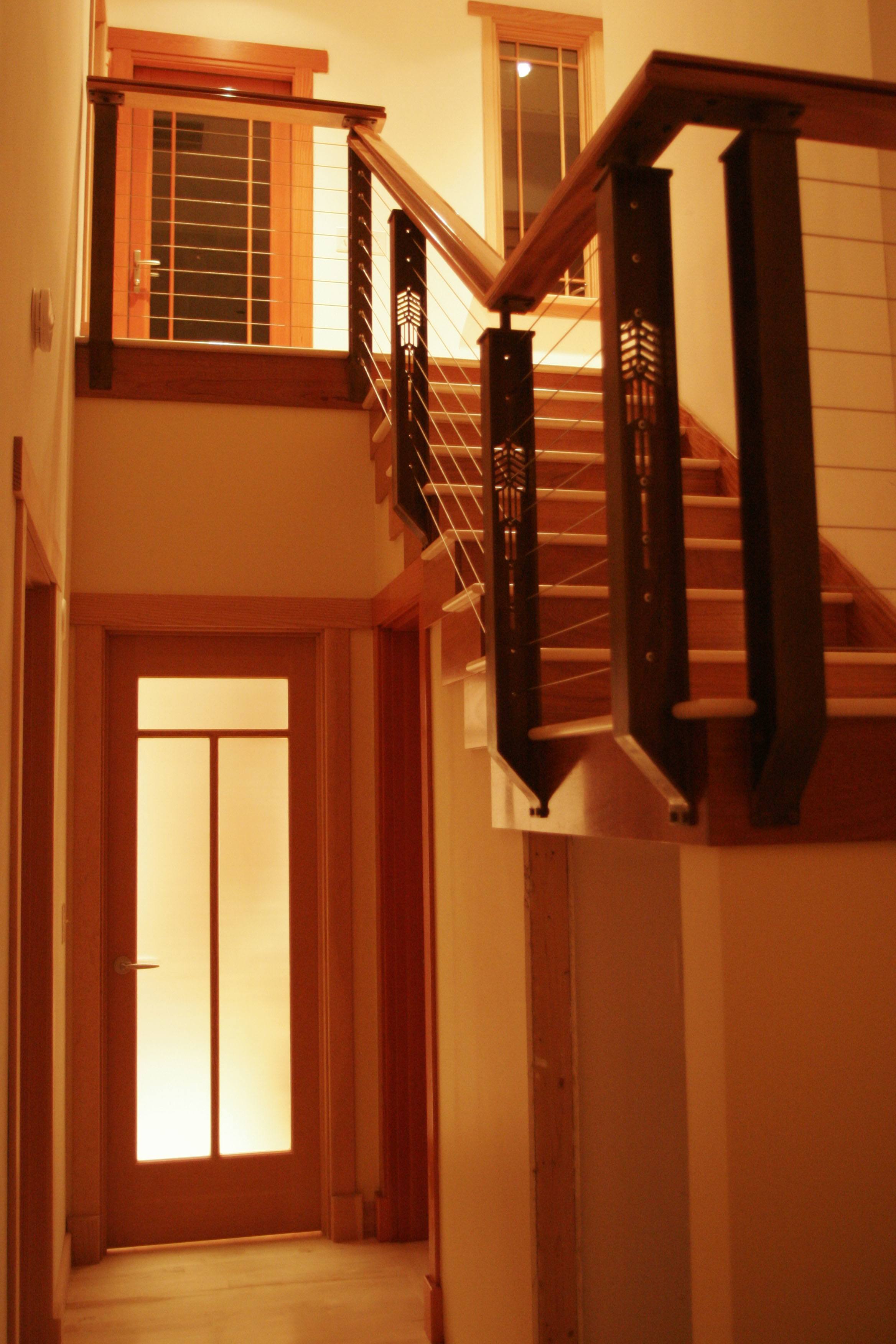 Prarie style cable railing interior