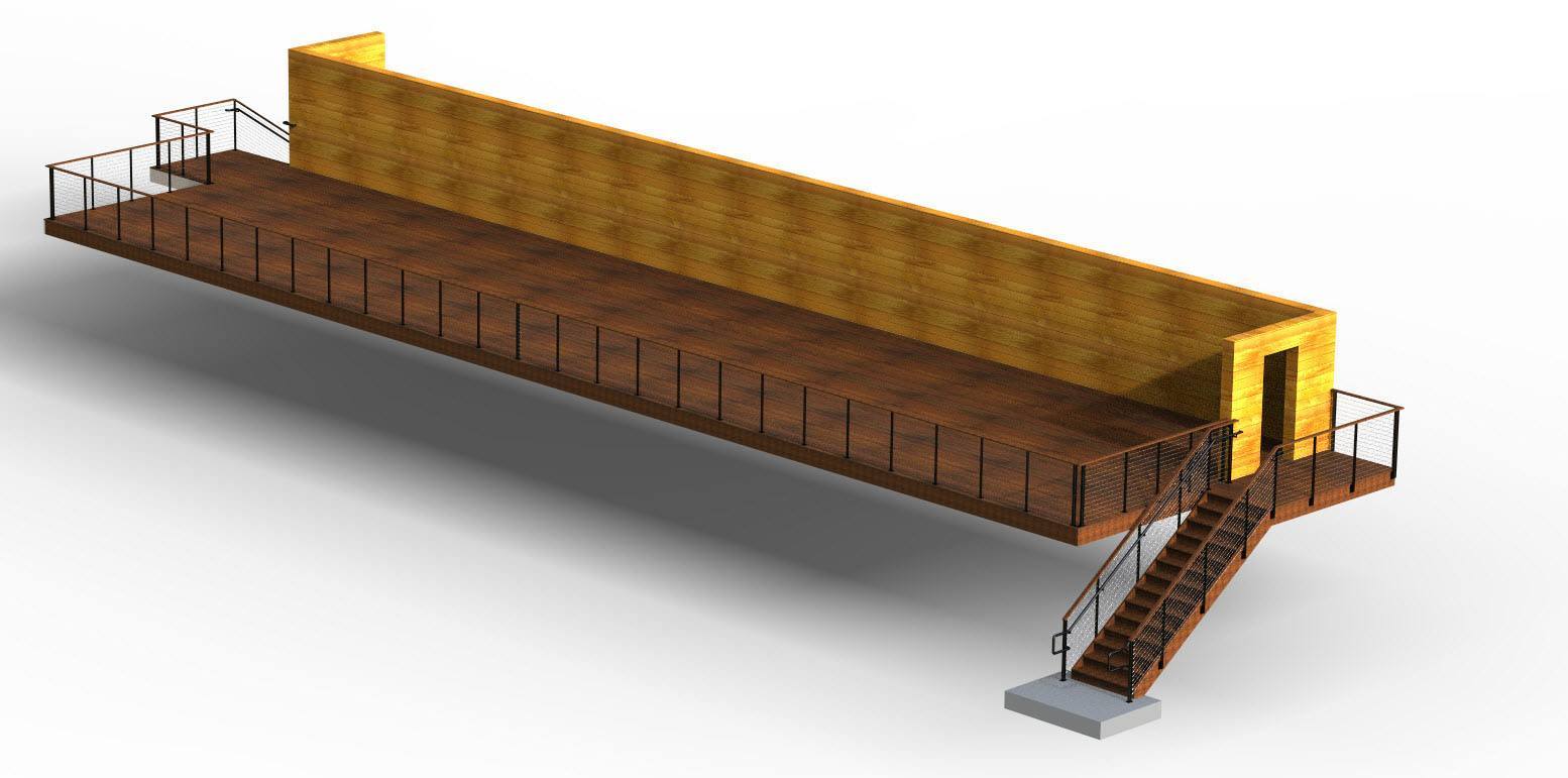 Rendering for building with cable railing