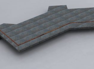 Rendering of Ithaca style railing with a slate deck