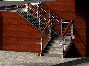 Rendering of stainless round railing