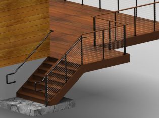 Rendering of staircase and graspable hand railing