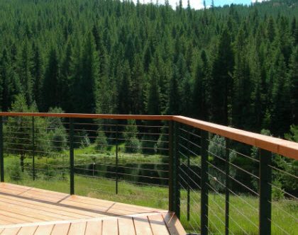 New Deck Railing on Log Cabin
