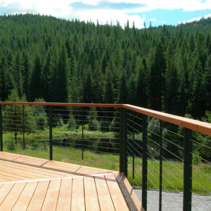 New Deck Railing on Log Cabin