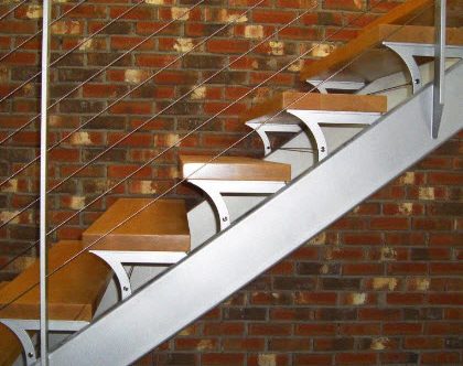 open stringer stair with custom tread