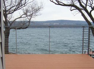 Cable railing for a deck on Seneca lake in the beautiful Finger Lakes region