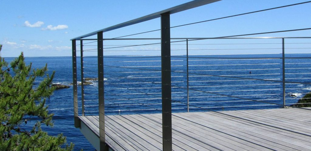 Sleek Brushed Stainless Steel Cable Railing by Keuka Studios