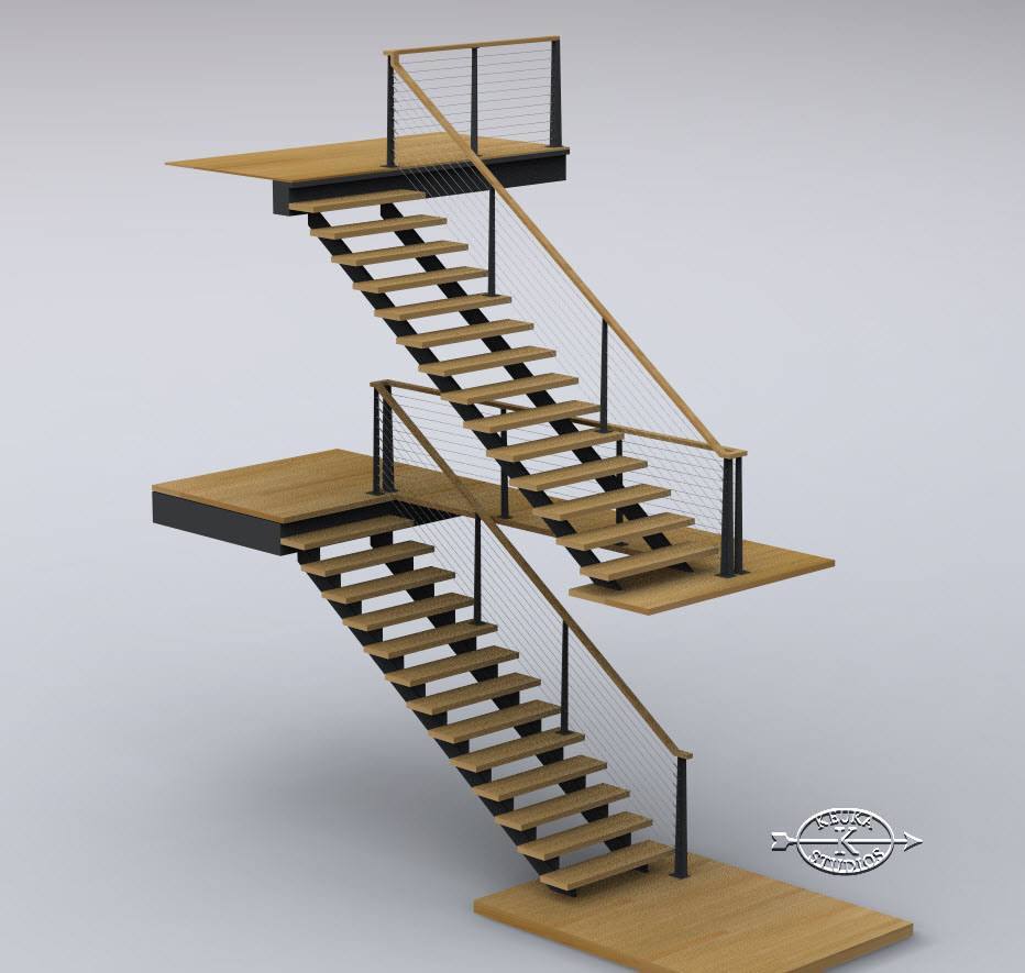 Rendering of stair and railing