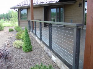 Stone facing below railing