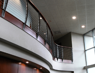 Syracuse, NY - Curved Balcony Cable Railing