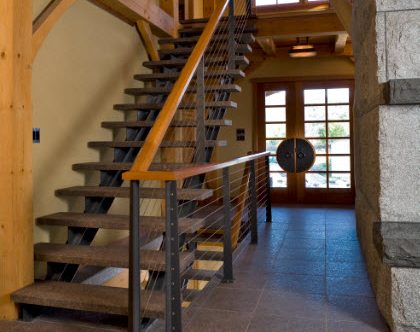 Custom steel tapered posts with granite treads