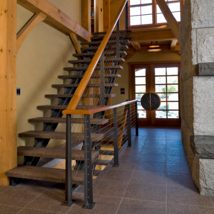 Rustic Stair Railing System with Custom Posts