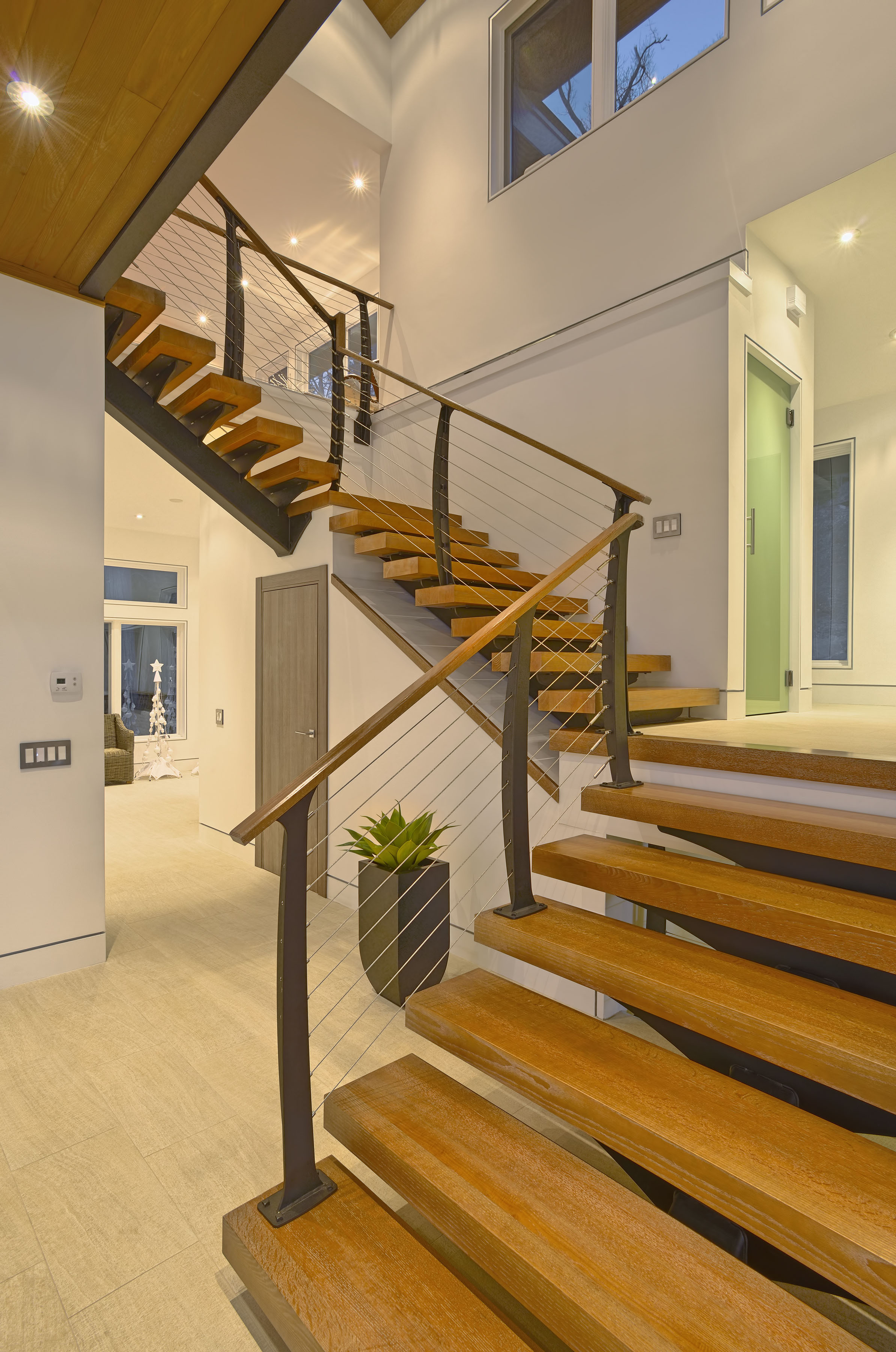 Timber cable railing stairs