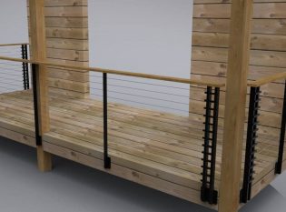 Wood Deck Modern Cable Rail