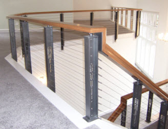 Bunker Hill, OH - Surface Mounted Steel Prairie Motif Cable Railing