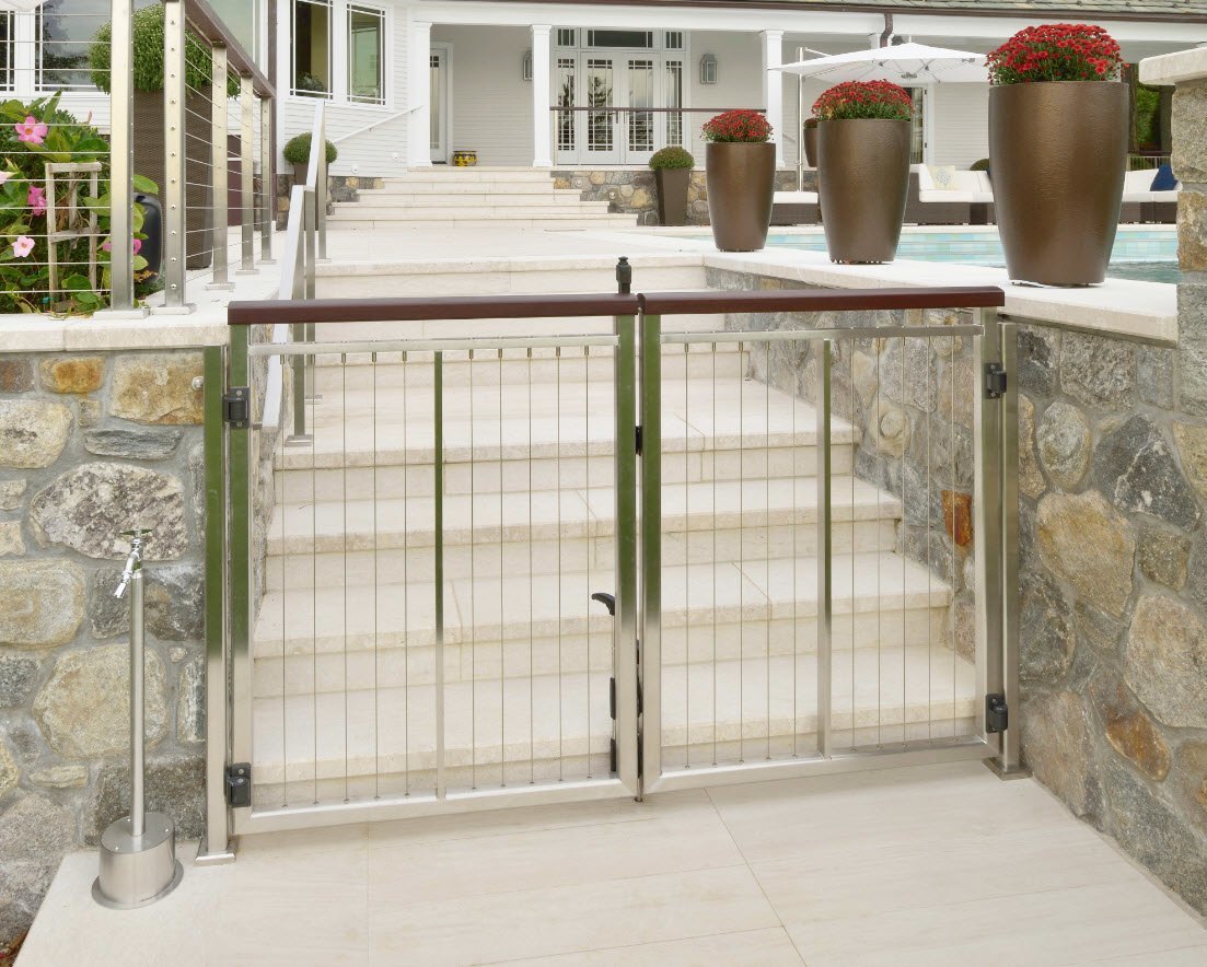Double Stainless Vertical Cable Railing Gate