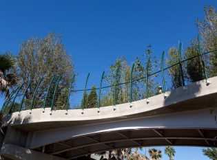 Green Curved Cable Fence Posts Fascia Mounted To Bridge