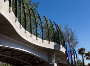 Pedestrian Bridge Curves Along Path